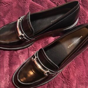 Marc Fisher Shiny Black Slip-On Loafers